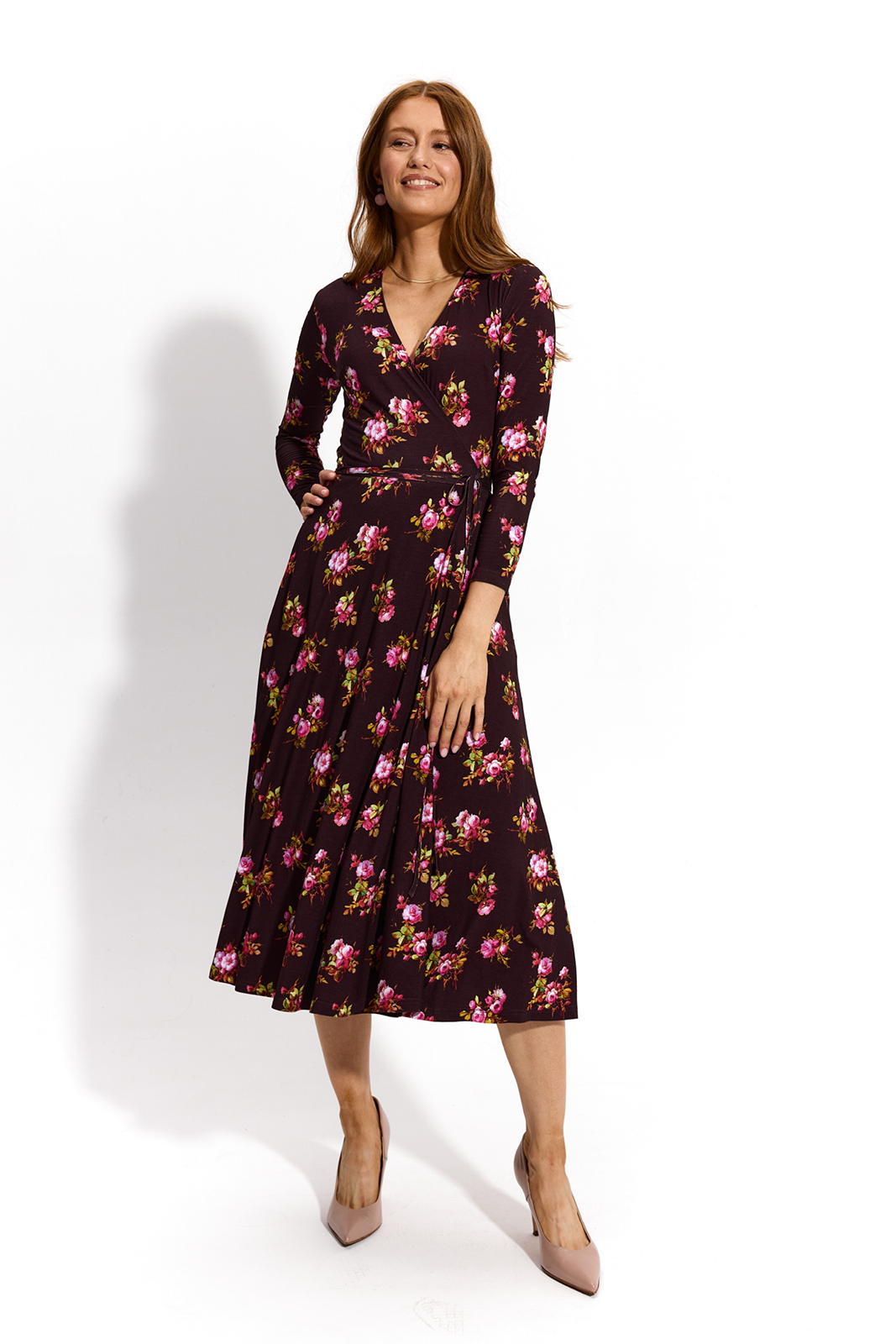 DREAMGIRL Z DŁUGIM RĘKAWEM print risk'n'roses brązowa