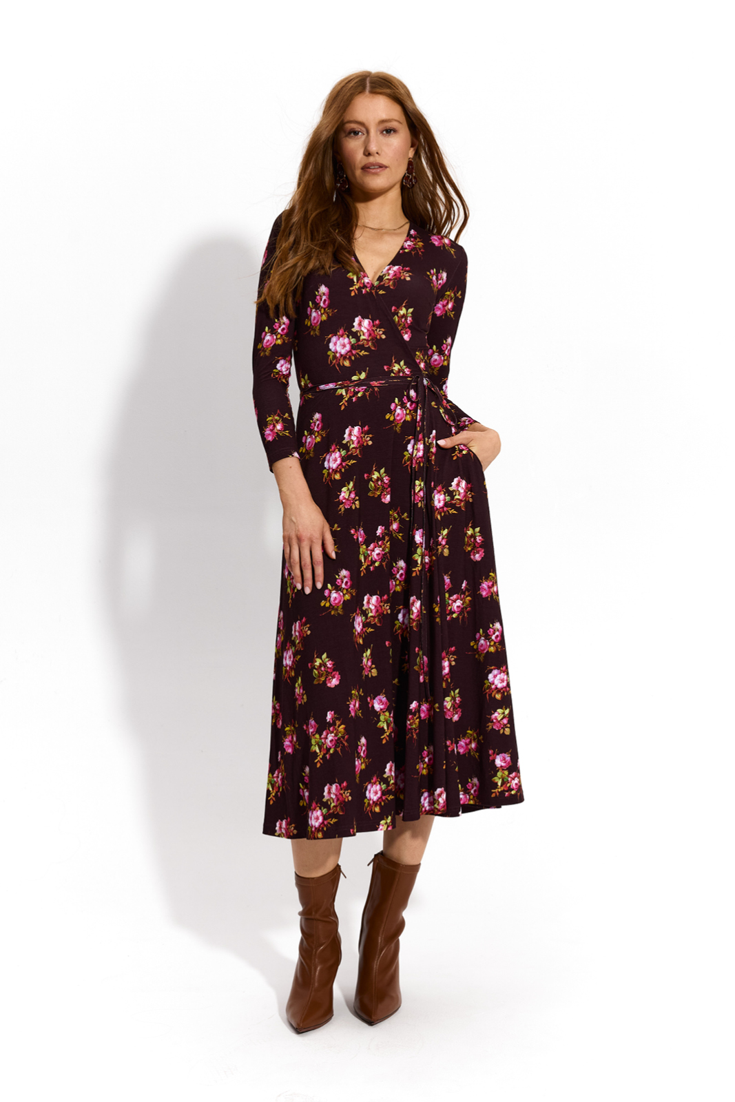 DREAMGIRL Z DŁUGIM RĘKAWEM print risk'n'roses brązowa