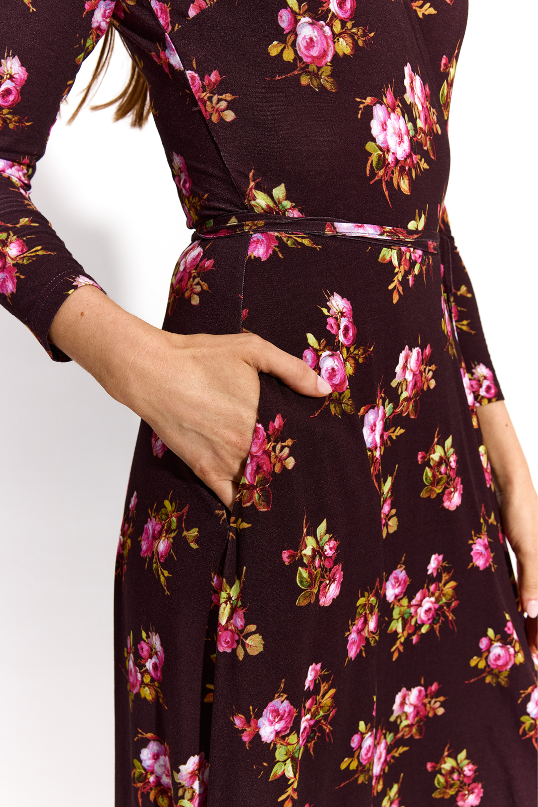 DREAMGIRL Z DŁUGIM RĘKAWEM print risk'n'roses brązowa