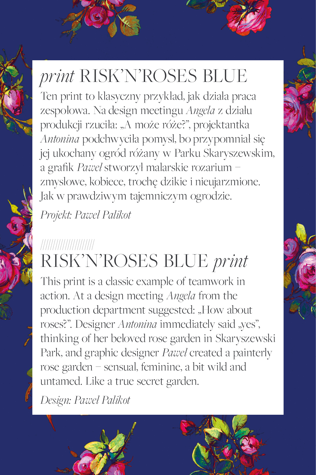 PARYŻANKA print risk'n'roses niebieska