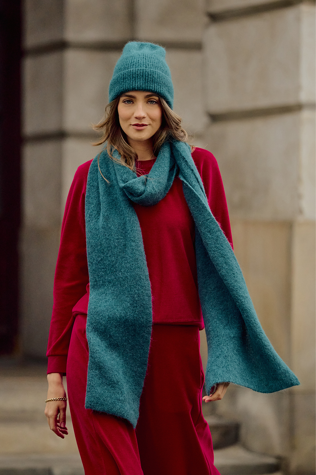 SZALIK Z ALPAKI PREMIUM butelkowa zieleń SZALIK Z ALPAKI PREMIUM butelkowa zieleń