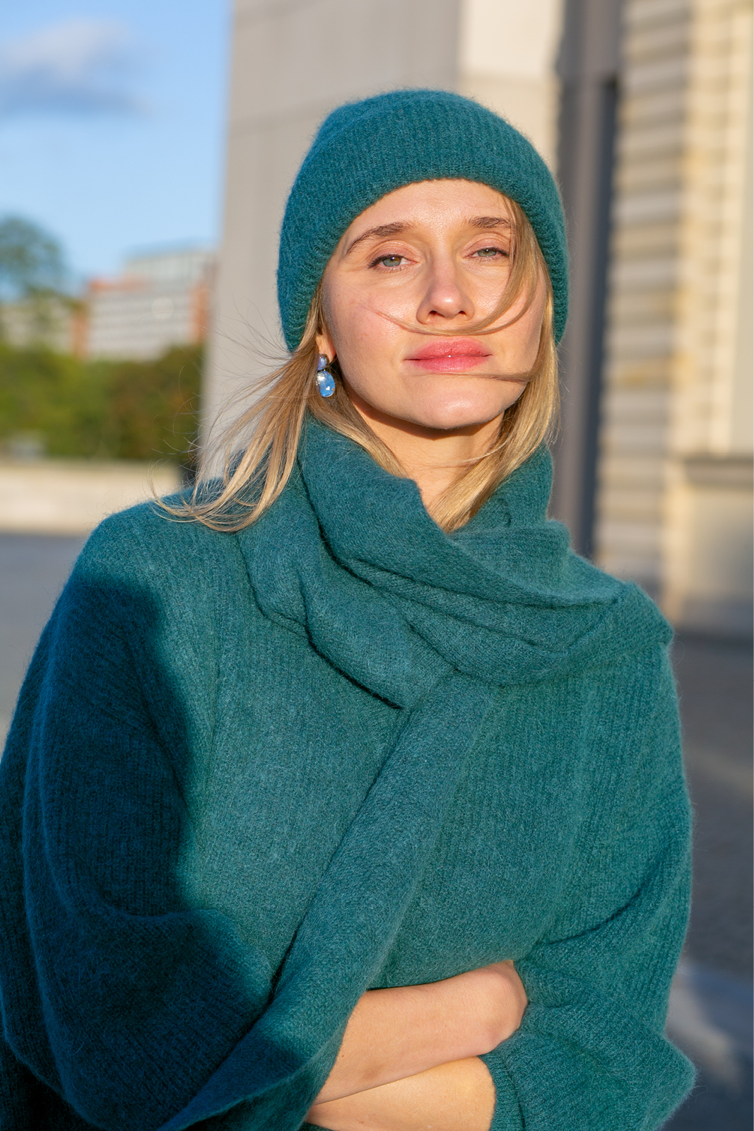 SZALIK Z ALPAKI PREMIUM butelkowa zieleń SZALIK Z ALPAKI PREMIUM butelkowa zieleń