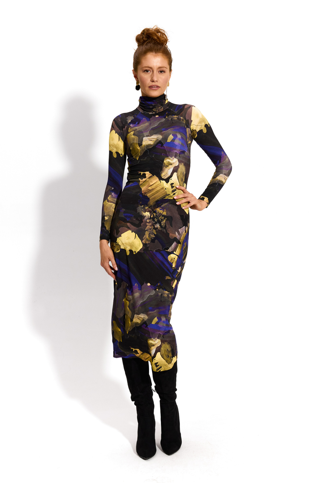 SKINCITY TURTLENECK MAXI gold dreamworld print