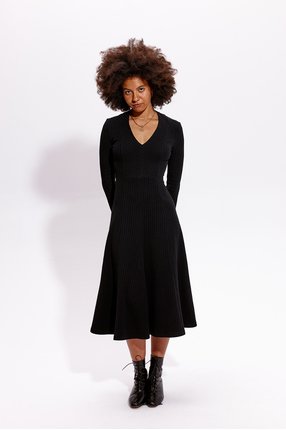 CATHERINE DRESS ribbed black