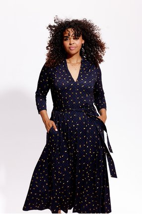 LIBERTY DRESS print space dots księżycowe