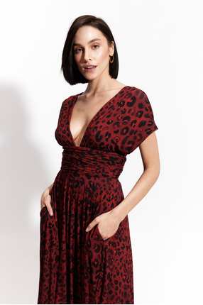 INFINITY DRESS MIDI kiss me leo print