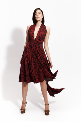 INFINITY DRESS MIDI kiss me leo print