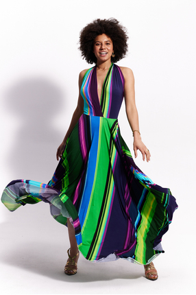 INFINITY DRESS MAXI ethno stripes