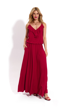 RUFFLED MAXI royal red