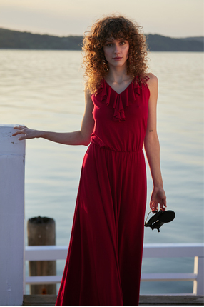 RUFFLED MAXI royal red