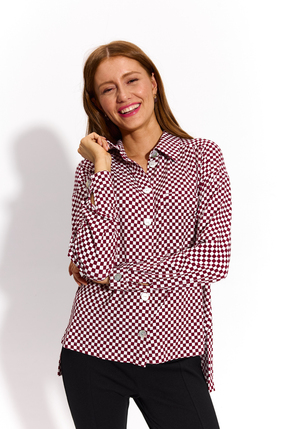 BASIC INSTINCT burgundy chessboard print