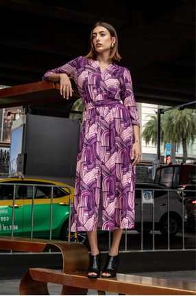 LIBERTY DRESS print violet brush