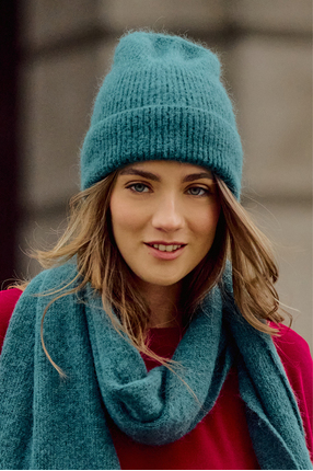 CZAPKA Z ALPAKI PREMIUM butelkowa zieleń