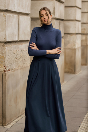 SPÓDNICA GARNITUROWA MAXI nocny granat