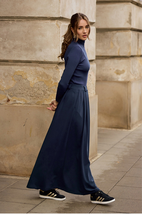 SPÓDNICA GARNITUROWA MAXI nocny granat