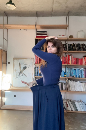 SPÓDNICA GARNITUROWA MAXI nocny granat