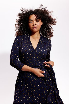 LIBERTY DRESS print space dots księżycowe